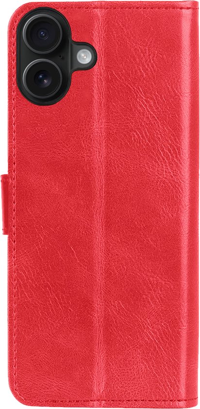 Hoesje - Met 2x Screenprotector - Geschikt voor Apple iPhone 16 Plus - Luxe Pasjeshouder - Bookcase Portemonee - Flip Case - Kunstleer Book Case - Flipcase Hoes - Book Cover - Walletcase - Portemonneehoes - Telefoonhoesjes - Rood