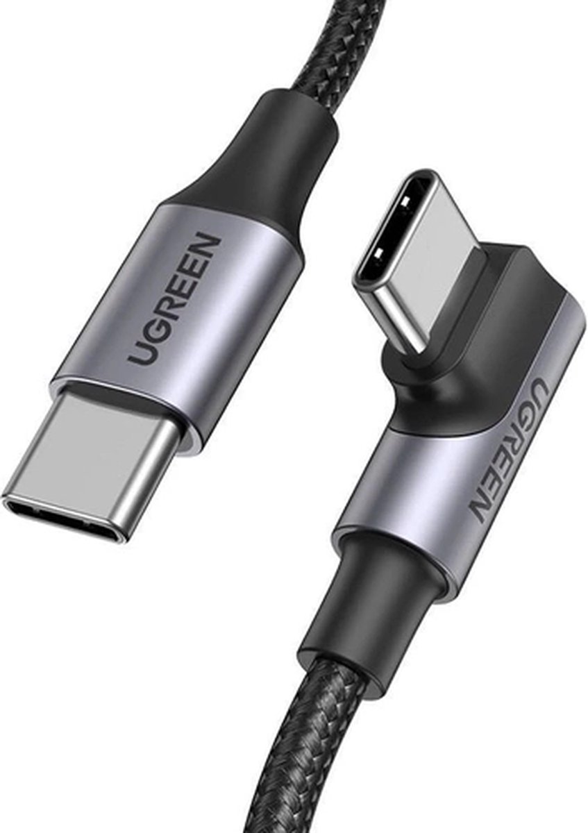 100W USB C naar USB C Kabel Haaks 90° Nylon Gevlochten Snellader PD 3.0 PPS iPhone 15 Pro Max MacBook Pro Galaxy S24 - Afbeelding 5