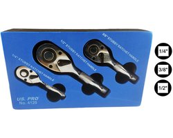 Ratel set met 3 korte ratels in foam inlay 1/4