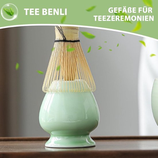 Set Matcha Complet - Fouet Bambou, Cuillère, Porte-Fouet Céramique - Vert Clair