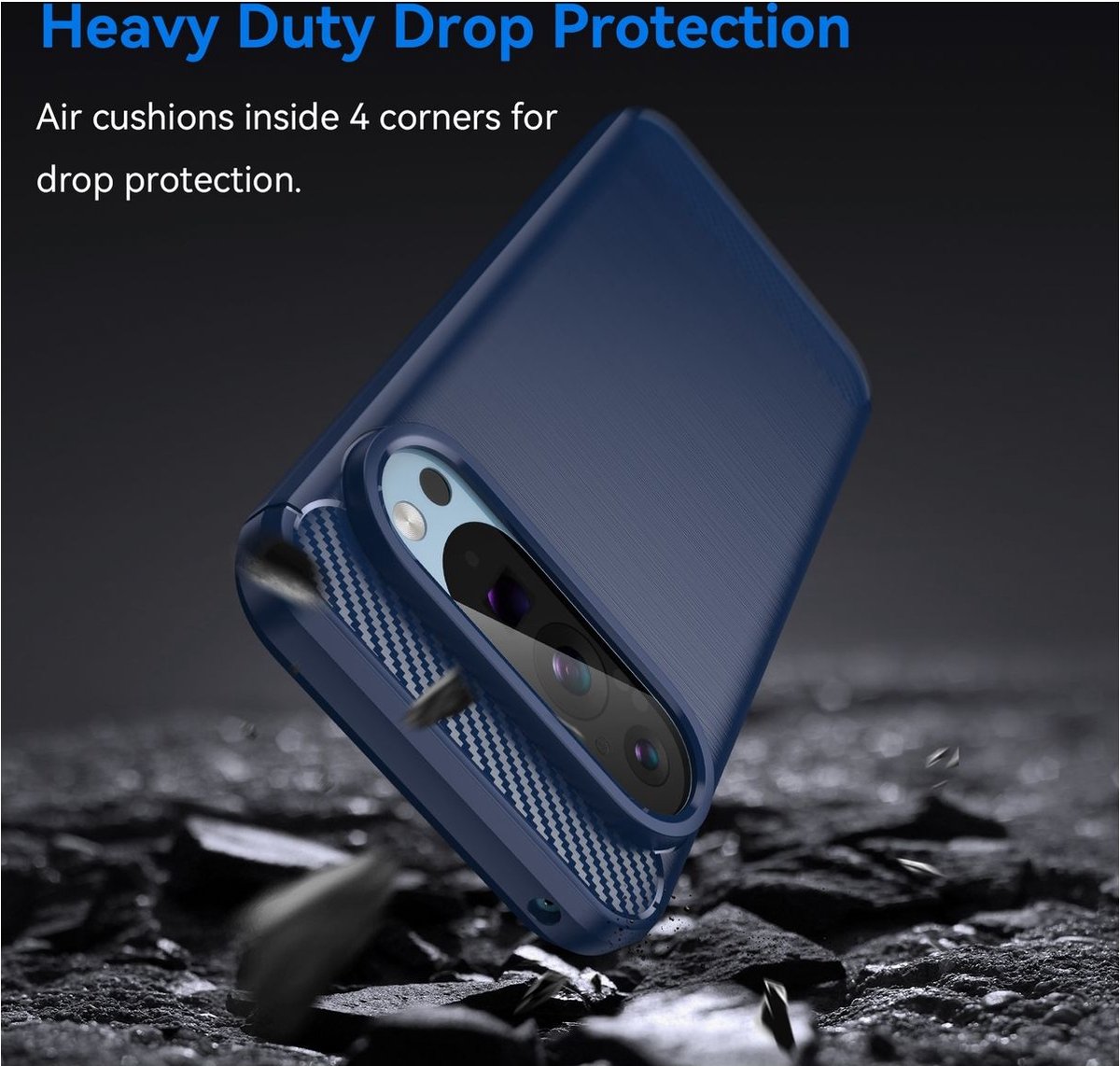Mobigear Hoesje geschikt voor Google Pixel 9 Telefoonhoesje Flexibel TPU | Mobigear Brushed Slim Backcover | Pixel 9 Case | Back Cover - Blauw