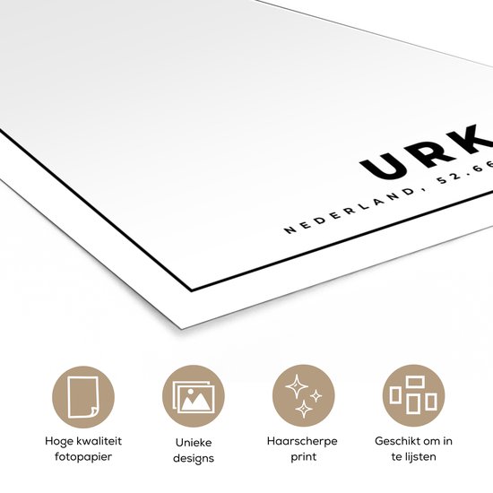 Poster Carte - Urk - Zwart - Wit - 120x180 cm XXL