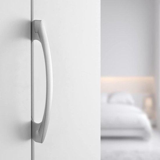 ZESLIV 10 stuks meubelgrepen, keukenkastgrepen van aluminium, boorgatafstand 128 mm, witte stanggrepen, ladegreep met schroeven voor kinderkamer, kledingkast