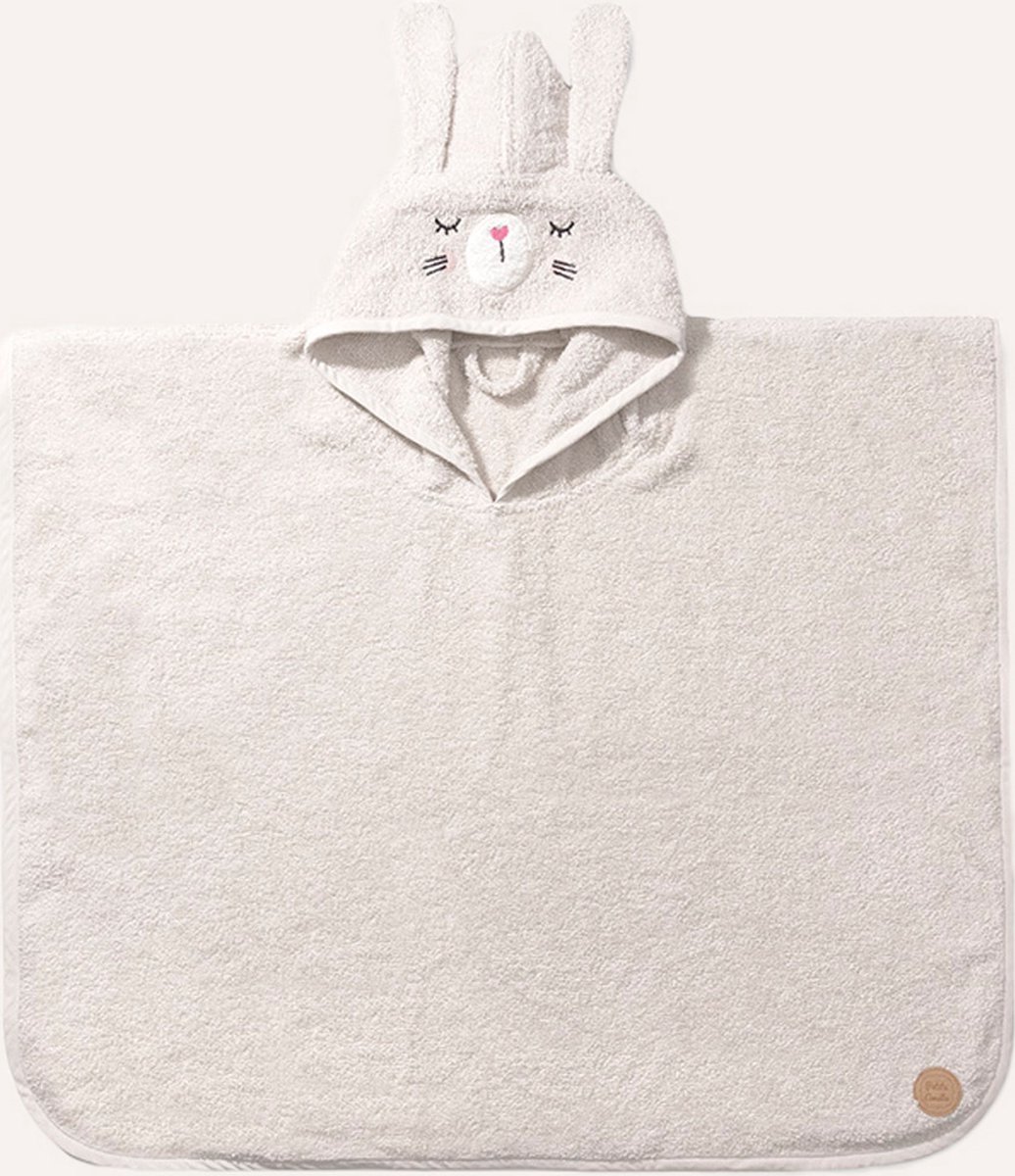 Petite Amélie Badcape kinderen 'Lapi' Beige - Badponcho Kind met Capuchon - 1 tot 4 jaar - 100% badstof biologisch katoen - Met ophanglus voor snel drogen
