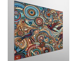 Modern aboriginal schilderij | Hedendaags Indigenous kunstwerk met een moderne twist en betekenis | Kunst - 40x40 centimeter op Dibond | Foto op Dibond