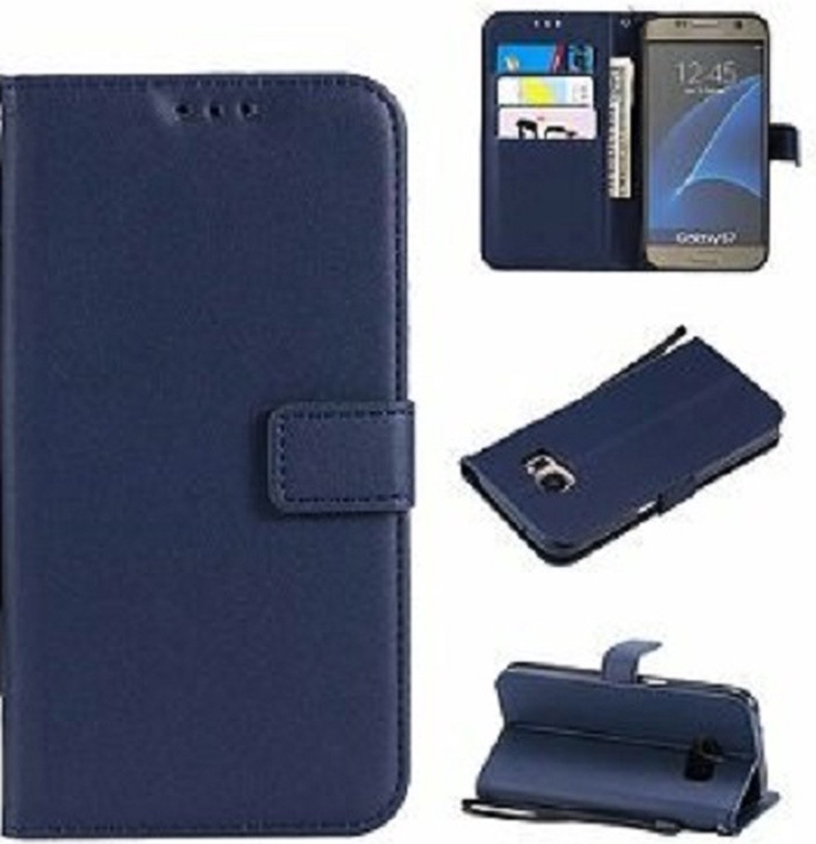 Samsung S7 Hoesje Met Pasjeshouder Bookcase Blauw