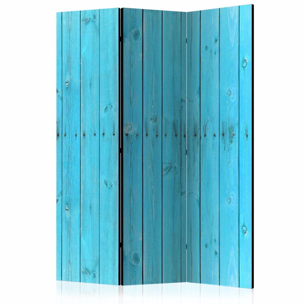 Vouwscherm / Kamerscherm - Blauwe schutting 135x172cm, gemonteerd geleverd dubbelzijdig geprint