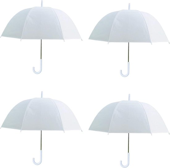 Foto: Witte paraplu 4 pack dome bubble dames bruids wandelen regen brolly bruiloft bruids bruid bruidsmeisje haak crook handvat koepel vogelkooi parasol gast mode decoratie prop wit l koepel paraplu