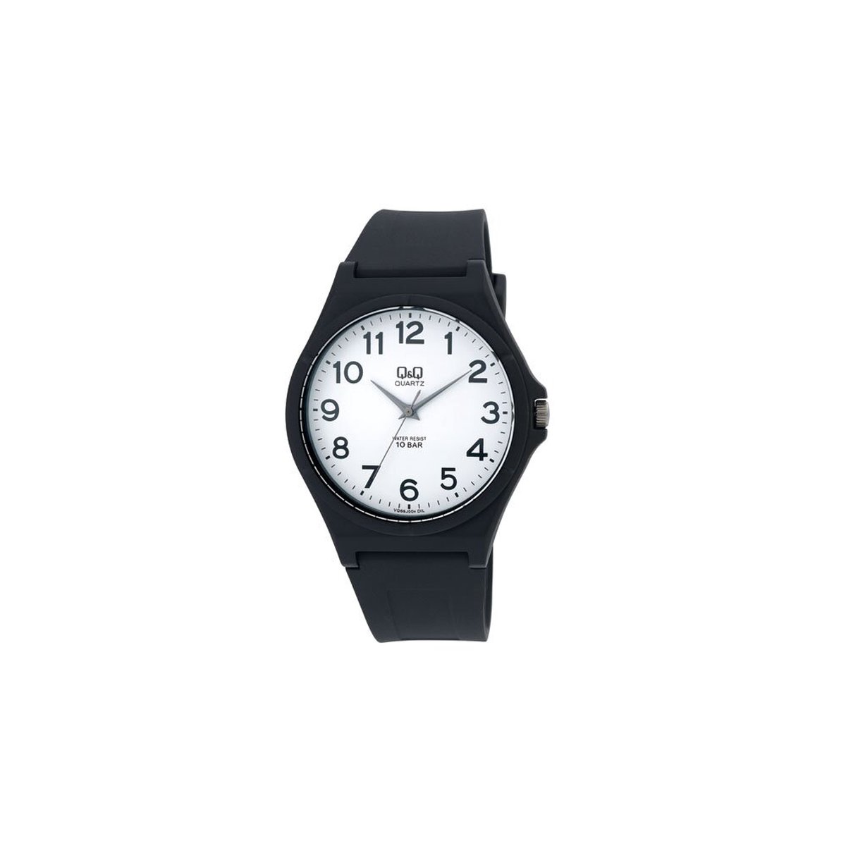 QQ VQ66J004Y - Horloge - Sport - Analoog - Unisex - Plastic band - Rond - Cijfers - Kunststof - Zwart - Wit
