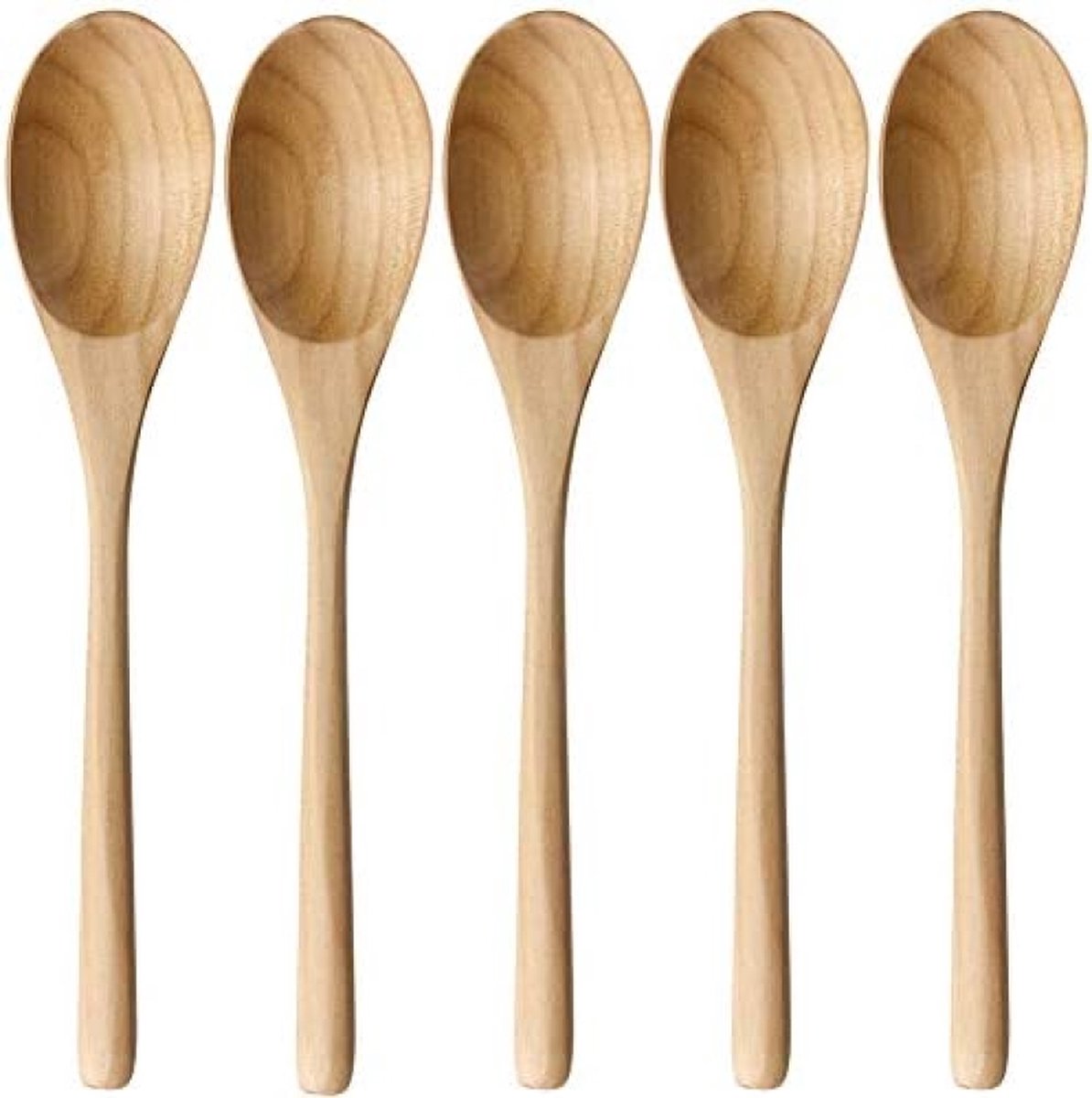 Houten lepel, 5-delig Janpanese stijl keukengerei lange handvat zoom hout soeplepels set voor eten mengen roeren koken met doos