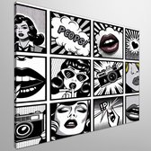 Pop art zwart wit schilderij | Monochroom meesterwerk van populaire cultuur in zwart-witte stijl | Kunst - 100x100 centimeter op Canvas | Foto op Canvas