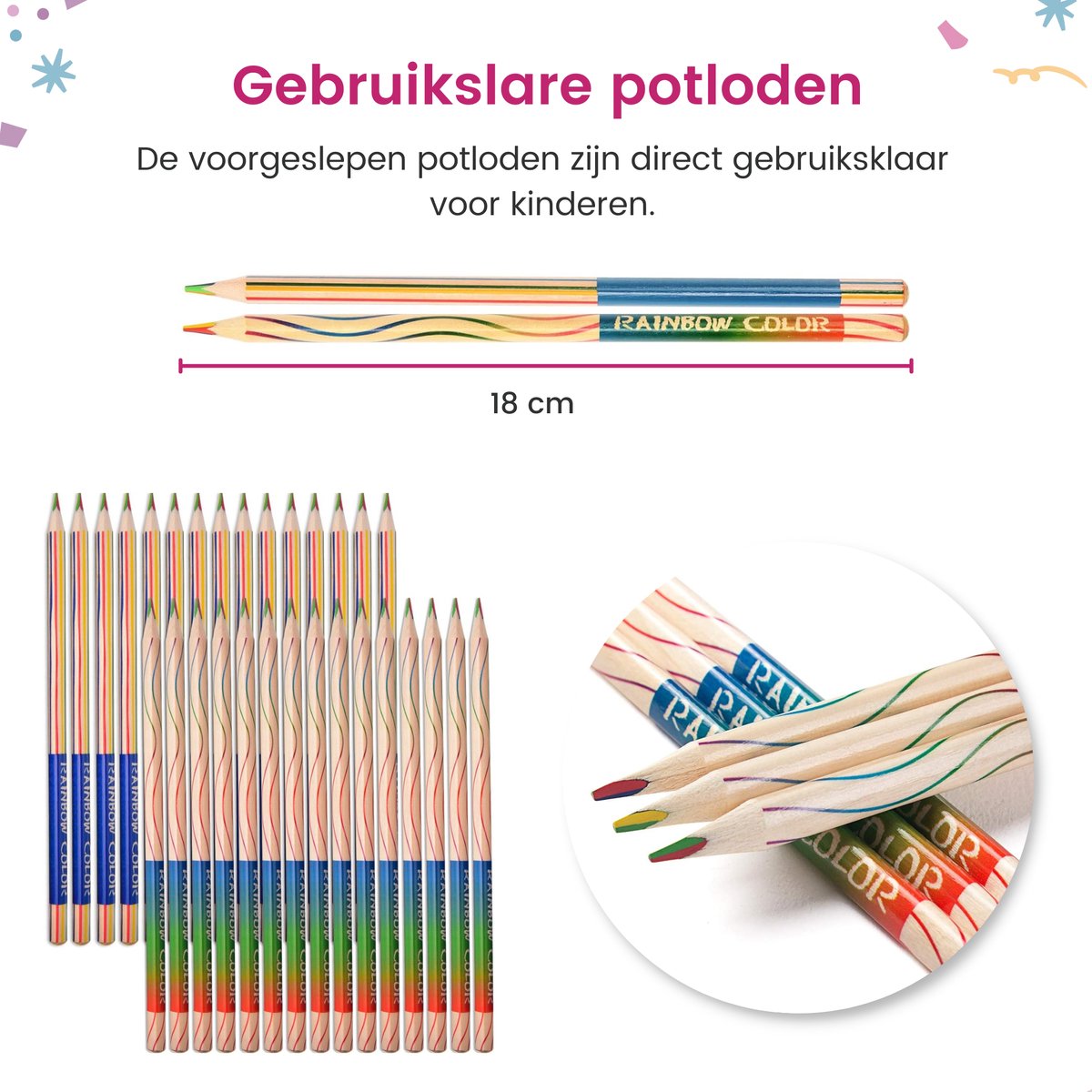 Nsxsu 8 kleuren regenboogpotloden, Jumbo kleurpotloden voor volwassenen en kinderen, meerkleurige potloden voor kunsttekenen, kleuren, schetsen