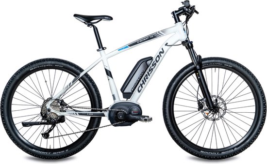 Chrisson E-Scheat Elektrische Mountainbike 27.5 Inch - E-bike 48 cm - Middenmotor - 9 Versnellingen - Hydraulische Schijfremmen - Wit