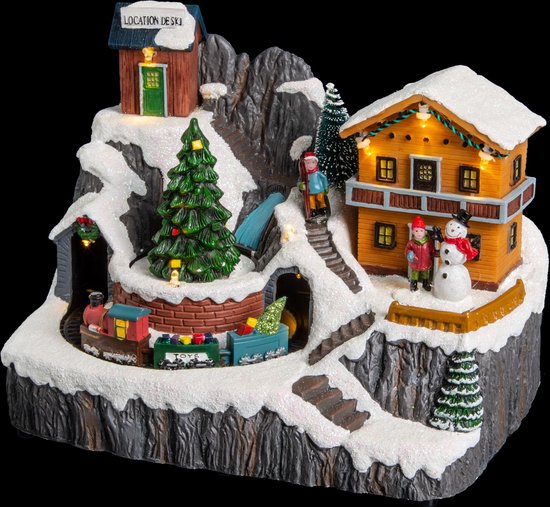 Fééric Lights and Christmas - Verlicht kerstdorp "De kerstchalet in de bergen" met animatie & muziek/geluid