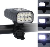 LED fietslamp - Voorlicht fiets - Fietslicht - Compact fietslampje - Hoge helderheid - USB-C oplaadbaar - LED display scherm - 360 graden draaien - 2000 lumen - 5V - 10000mAh - 300-500m schijnafstand - Klem inbegrepen - Zwart