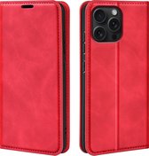 Coque pour iPhone 16 Pro - Bookcase portefeuille de Luxe (fermeture magnétique) - Rouge - Étui pour téléphone portable - Étui de téléphone Convient pour : iPhone 16 Pro