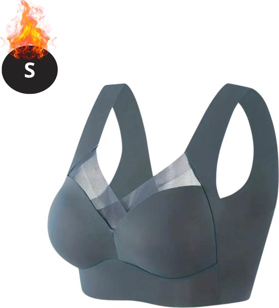 SHARICCA Beha met voorsluiting, zonder beugel, V-hals, golvende randen, push -up-beha, zacht, comfortabel, naadloos, S SHARICCA Beha met voorsluiting, zonder beugel, V-hals, golvende randen, push -up-beha, zacht, comfortabel, naadloos, S