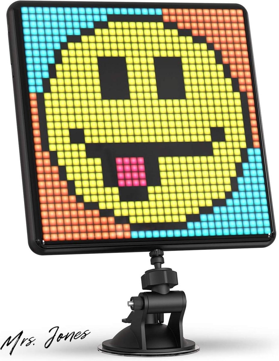 Mrs. Jones Multifunctionele Pixoo-Max digitale fotolijst 32x32 programmeerbaar LED display pixelart voor kamerdecoratie - zwart Digitale fotolijst