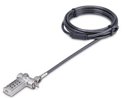 StarTech.com 2m Universeel Laptop Kabelslot, Anti-diefstal Kabelslot, Security Kabel voor Notebook Compatibel met Noble Wedge®/Nano/K-Slot, Laptop Cijferslot/Combinatieslot, Snijbestendig, Stalen Beveiligingskabel voor Laptop