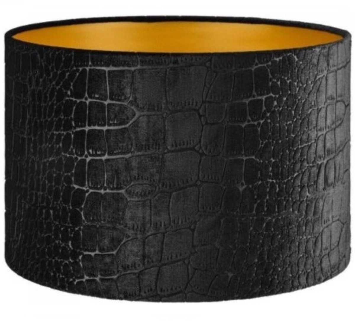 Lampenkap Cilinder Short Croco Velvet Zwart Goud Ø 30cm