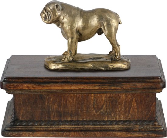 Elegante urn voor Engelse Bulldog met beeldje van hond