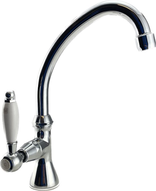 Robinet de fontaine classique PB avec levier blanc eau froide avec bec haut chromé 1208853652