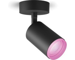 Opbouwspot Fugato 1-Lichts - Wit en Gekleurd Licht - Dimbaar - LED Verlichting - Hue Bluetooth - Alexa en Google Home - Zwart