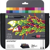 Winsor & Newton 0290030 Promarker 24-set in Wallet | Professionele 2-punts layoutmarkers & alcoholmarkers