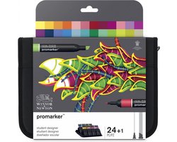Winsor & Newton 0290030 Promarker 24-set in Wallet | Professionele 2-punts layoutmarkers & alcoholmarkers