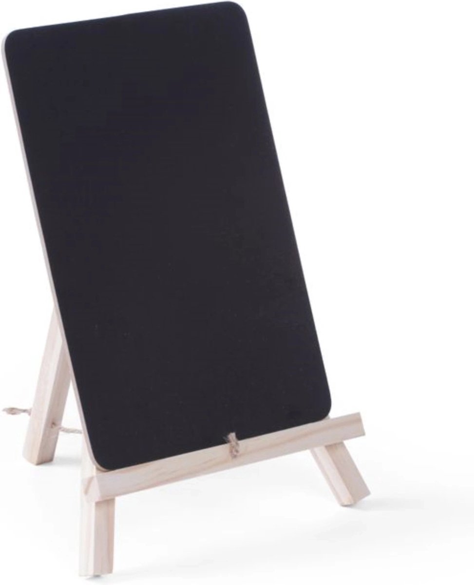 HENDI Tafel krijtbord – set van 2 – met houten standaard – 210x190x150 mm – zwart