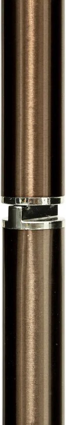 Detail van de metalen staander die bestaat uit twee delen met een zilveren ring.