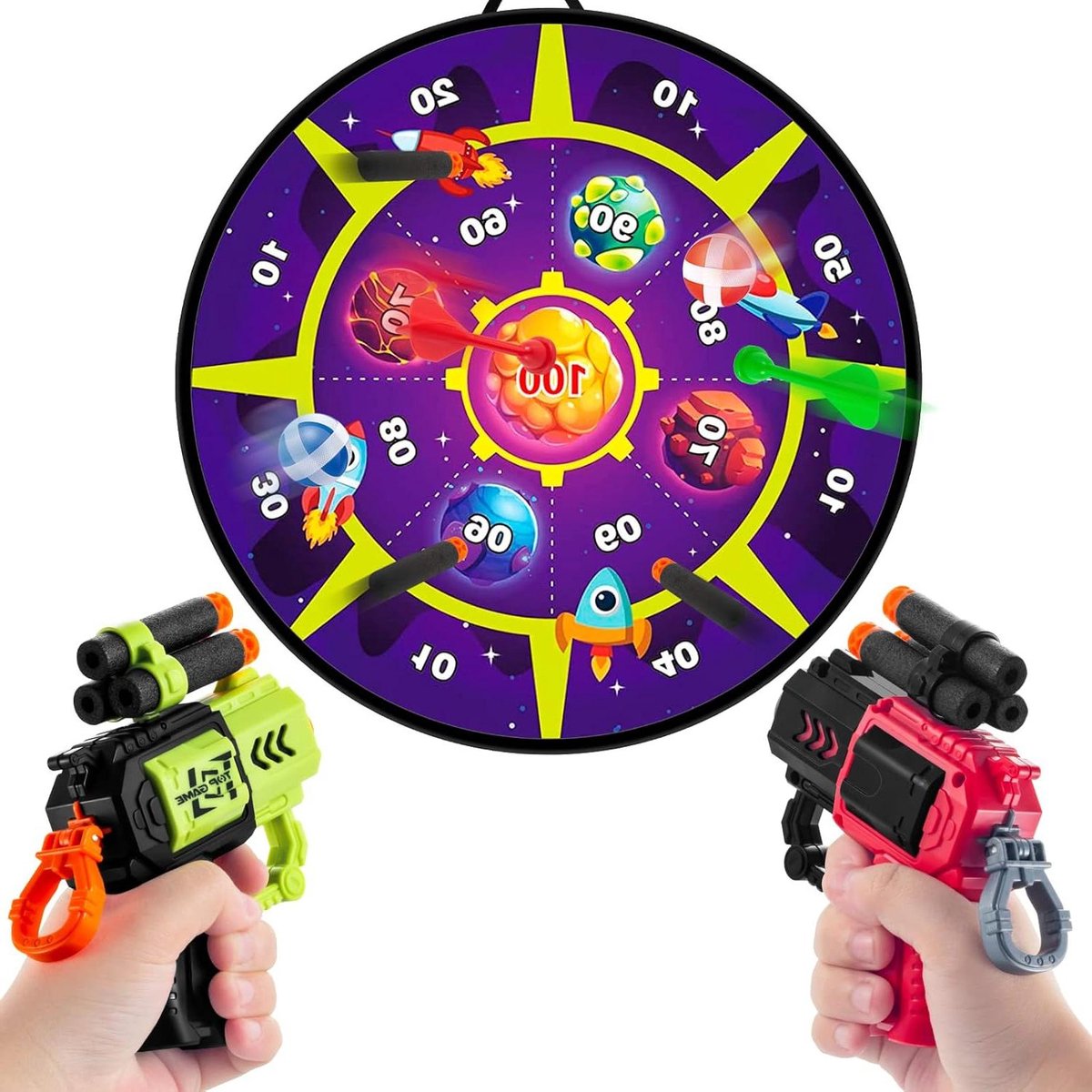 Groot Dartbord 73 CM Verjaardagscadeau Jongens Meisjes - Indoor Outdoor Dartspel Set - Leeftijd 4-12 Jaar - Kids Party Favours Ouden (Paars)