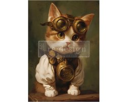Redesign - Decoupage Fiber A1 - Clockwork Kitty - 84,1 x 59,4 cm