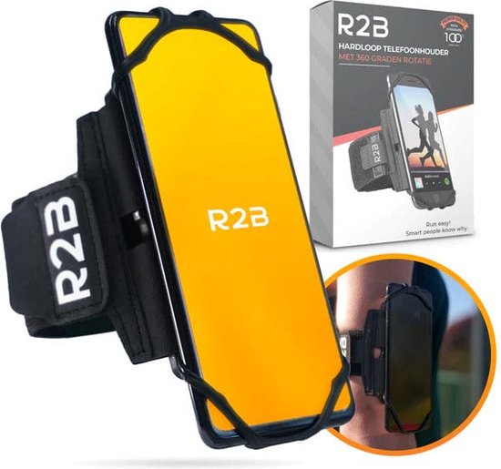 Foto: R2b hardloop telefoonhouder met 360 graden rotatie t m 6 5 inch model hengelo zwart sportarmband telefoon hardloop armband telefoon