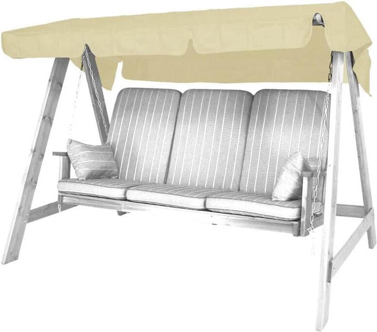 Schommelbank 3 person zonnedak voor 3-zits Swingtex schommelbanken Made in Germany 193 x 130 cm Materiaal: Swingtex ivoor Schommelbank 3 person