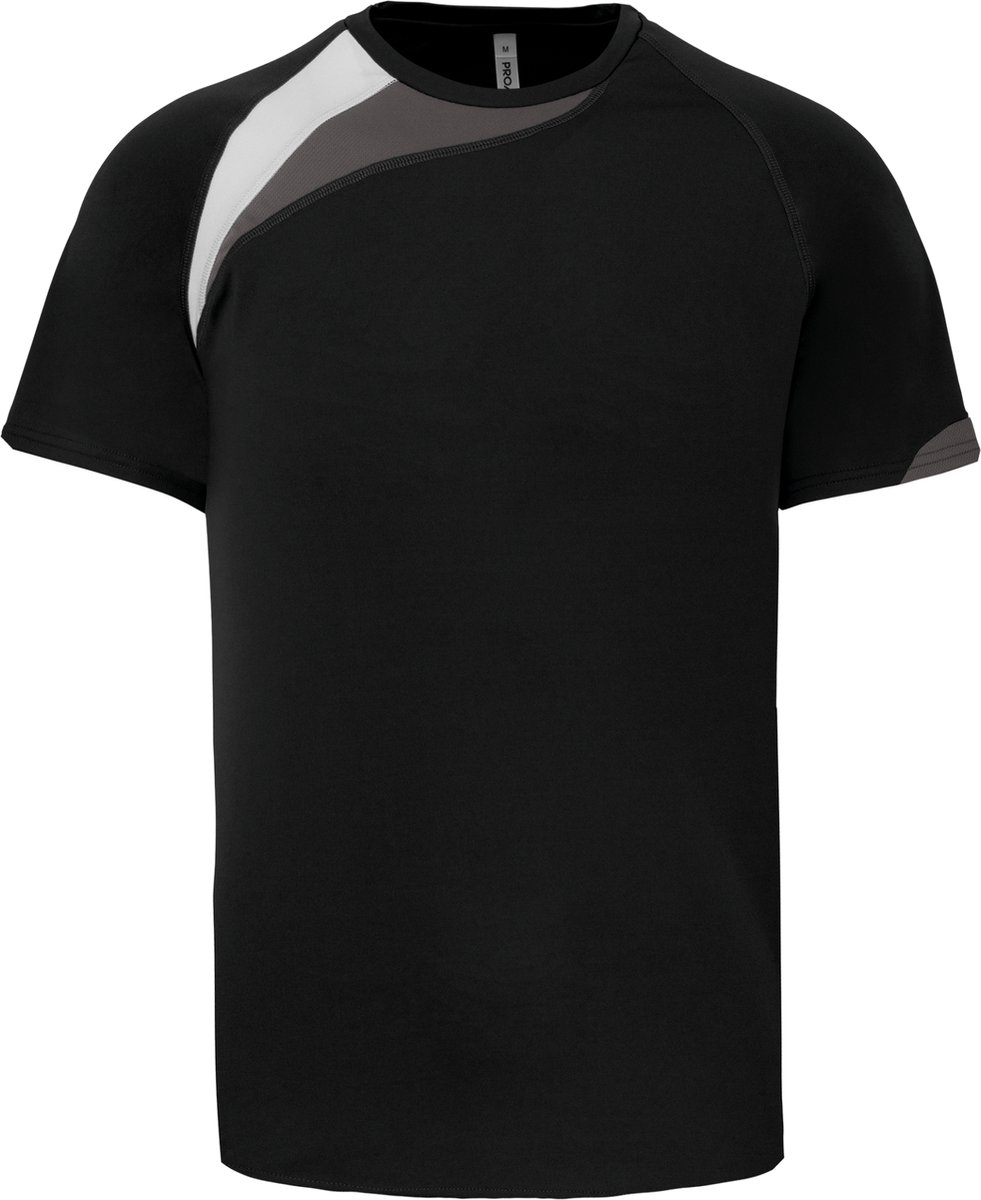 PROACT® Sportshirt korte mouwen kids PA437 - Black / White / Storm Grey - 10/12 years (10/12 ans)
