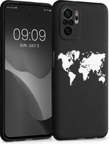 kwmobile telefoonhoesje compatibel met Xiaomi Redmi Note 10 / Note 10S - Hoesje voor smartphone in wit / zwart - Wereldkaart design