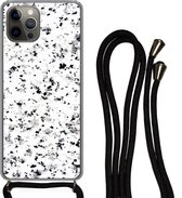 Coque avec cordon iPhone 13 Pro - Marbre - Pois - Wit - Siliconen - Bandoulière - Coque arrière avec cordon - Coque pour téléphone avec cordon - Coque avec corde