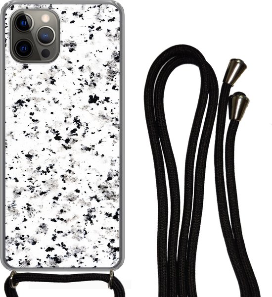 Coque avec cordon iPhone 13 Pro - Marbre - Pois - Wit - Siliconen - Bandoulière - Coque arrière avec cordon - Coque pour téléphone avec cordon - Coque avec corde
