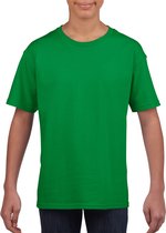 Groen basic t-shirt met ronde hals voor kinderen unisex- katoen - 145 grams - groene shirts / kleding voor jongens en meisjes S (110-116)