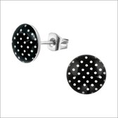 Aramat jewels ® - Zweerknopjes stippels zwart wit oorbellen chirurgisch staal 10mm