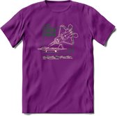 F-22 Vliegtuig T-Shirt | Unisex leger Kleding | Dames - Heren Straaljager shirt | Army F16 | Grappig bouwpakket Cadeau | - Paars - XXL