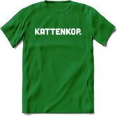 Kattenkop - Katten T-Shirt Kleding Cadeau | Dames - Heren - Unisex | Kat / Dieren shirt | Grappig Verjaardag kado | Tshirt Met Print | - Donker Groen - M