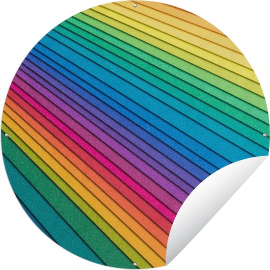 Tuincirkel Regenboog gekleurd papier - 120x120 cm - Ronde Tuinposter - Buiten XXL / Groot formaat!