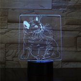 3D Led Lamp Met Gravering - RGB 7 Kleuren - Kat