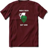 Make Beer Not War Bier T-Shirt | Unisex Kleding | Dames - Heren Feest shirt | Drank | Grappig Verjaardag Cadeau tekst | - Burgundy - XXL