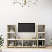 Tv-meubelen 3 st 107x35x37 cm spaanplaat wit sonoma eikenkleur