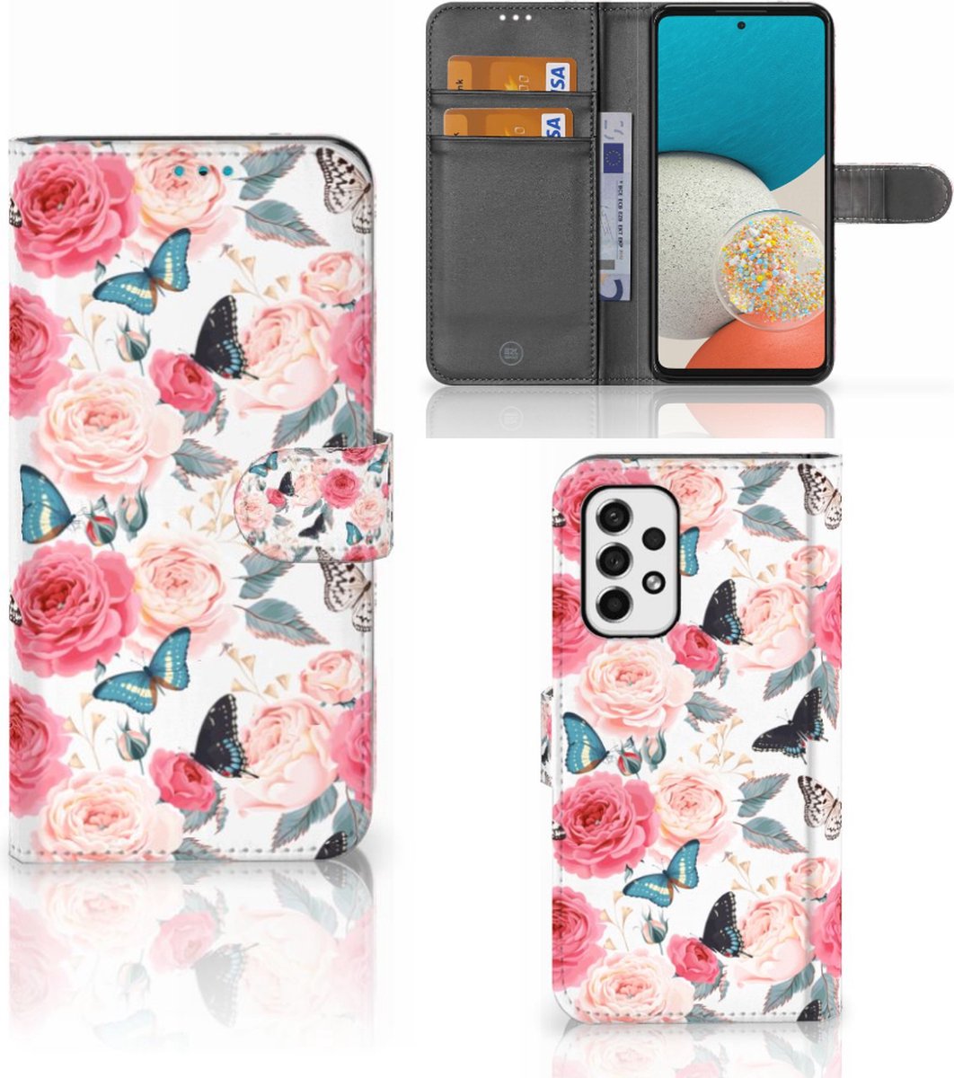 Samsung Galaxy A53 Hoesje Butterfly Roses