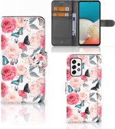 Smartphone Hoesje Geschikt voor Samsung Galaxy A53 Flipcase Cadeautjes voor Moederdag Butterfly Roses