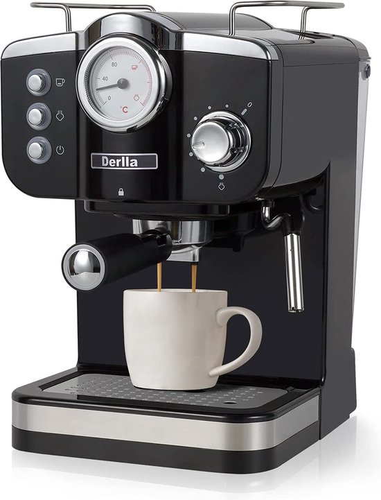 Derlla Retro koffiezetapparaat, espressozeefmachine 20 bar, espressomachine,...